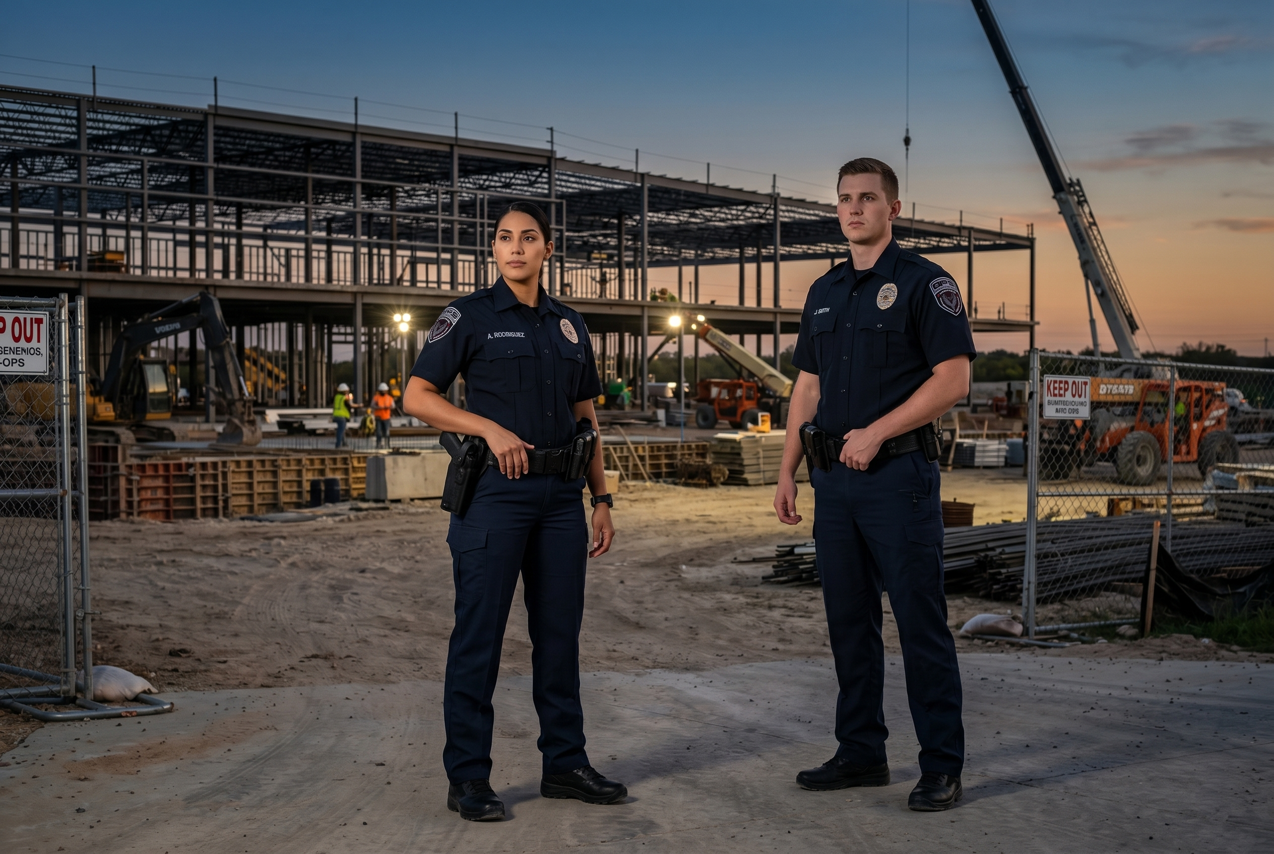 Construction site security guard services Denton County SH-380 corridor OPS armed officer overnight