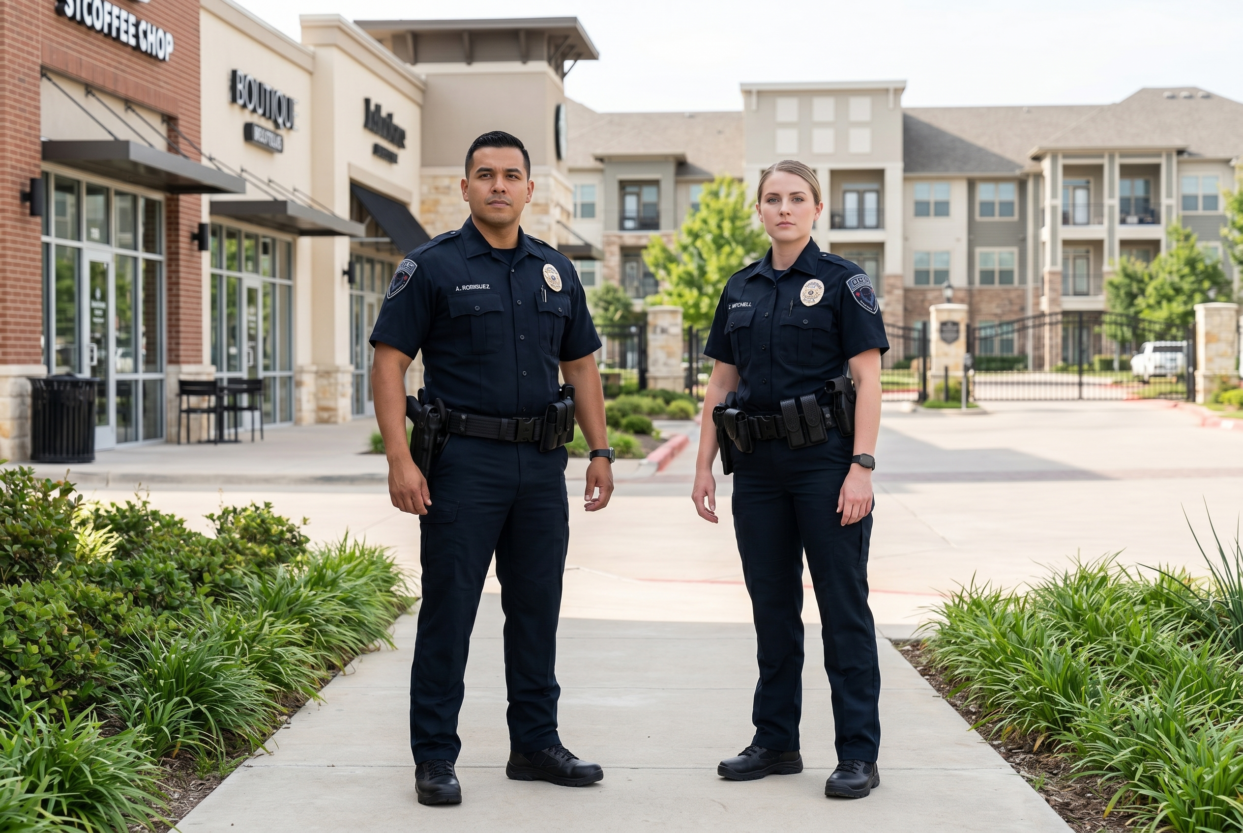 Commercial and residential security guard services Denton County uniformed OPS officers on deployment